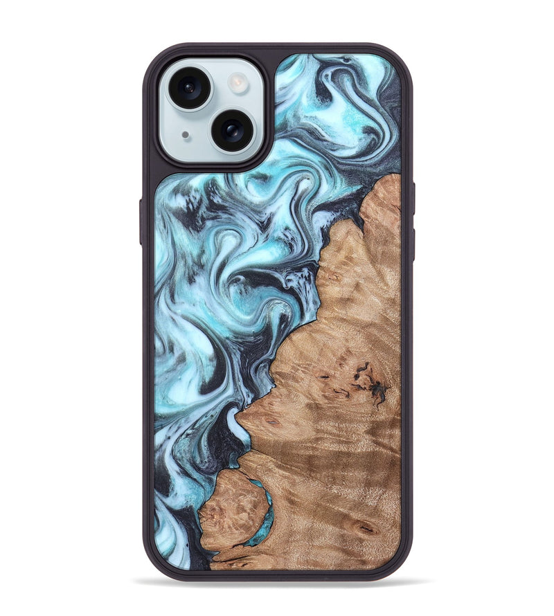 iPhone 15 Plus Wood Phone Case - Isabel (Blue, 819829)
