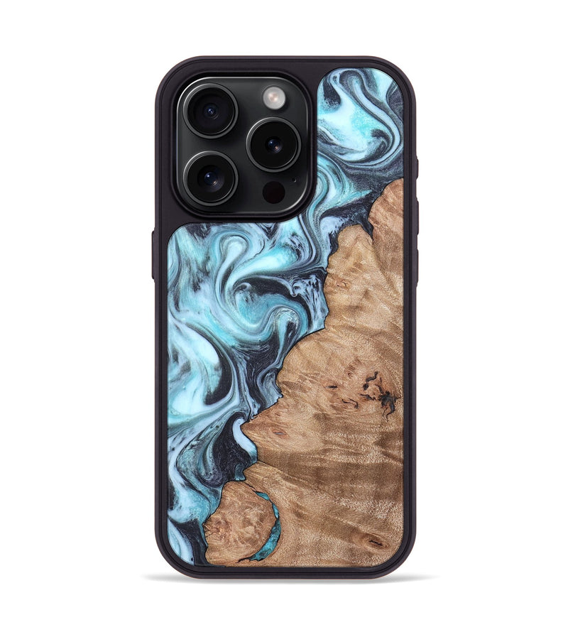 iPhone 15 Pro Wood Phone Case - Isabel (Blue, 819829)