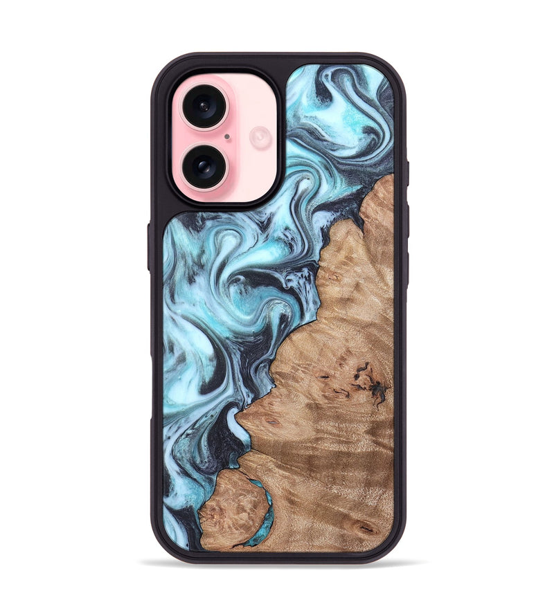 iPhone 16 Wood Phone Case - Isabel (Blue, 819829)
