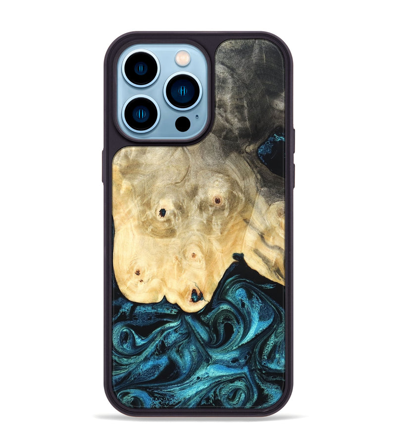 iPhone 14 Pro Max Wood Phone Case - Gillian (Blue, 819831)