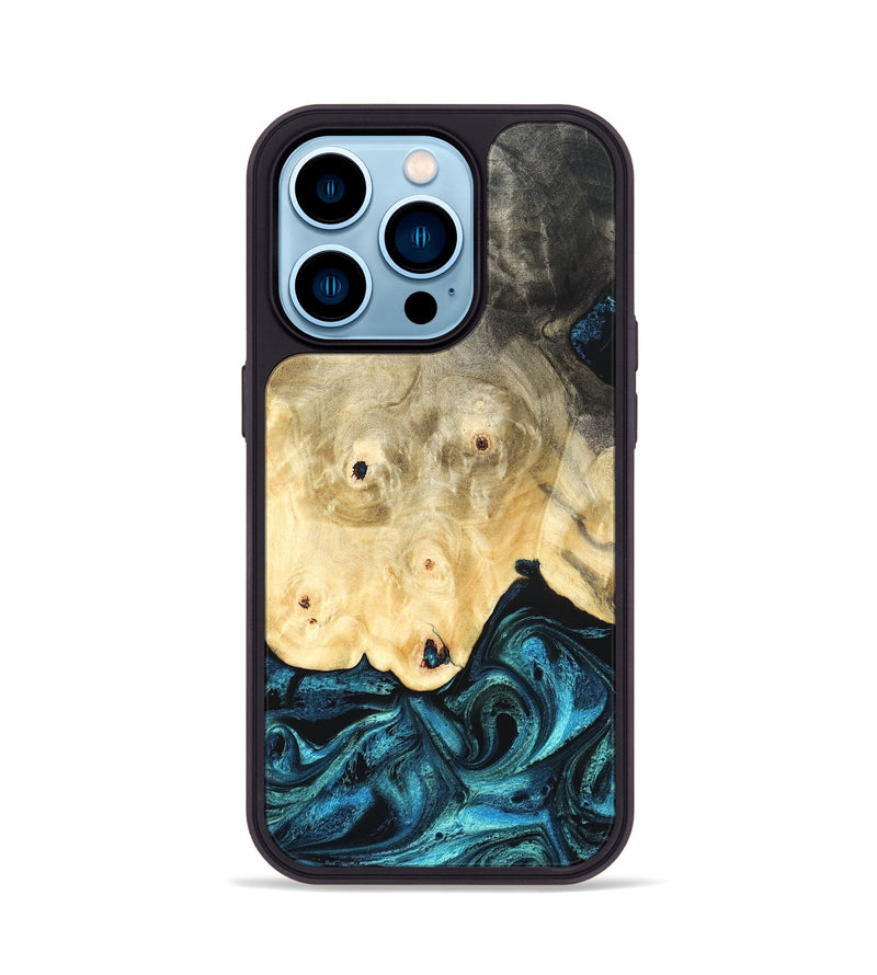iPhone 14 Pro Wood Phone Case - Gillian (Blue, 819831)