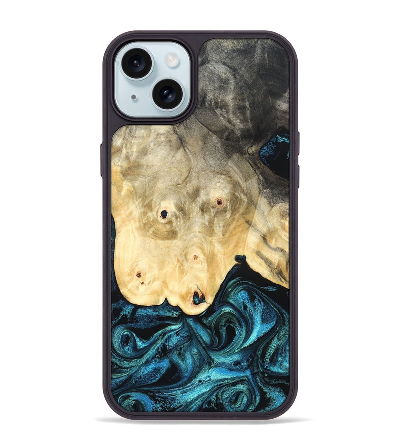iPhone 15 Plus Wood Phone Case - Gillian (Blue, 819831)