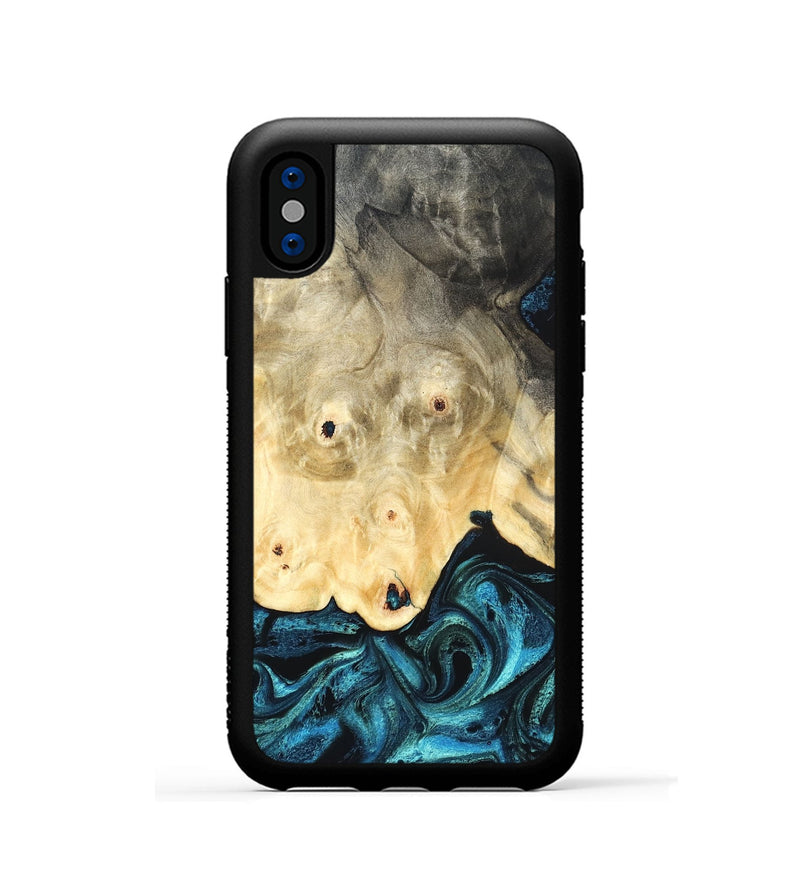 iPhone Xs Wood Phone Case - Gillian (Blue, 819831)