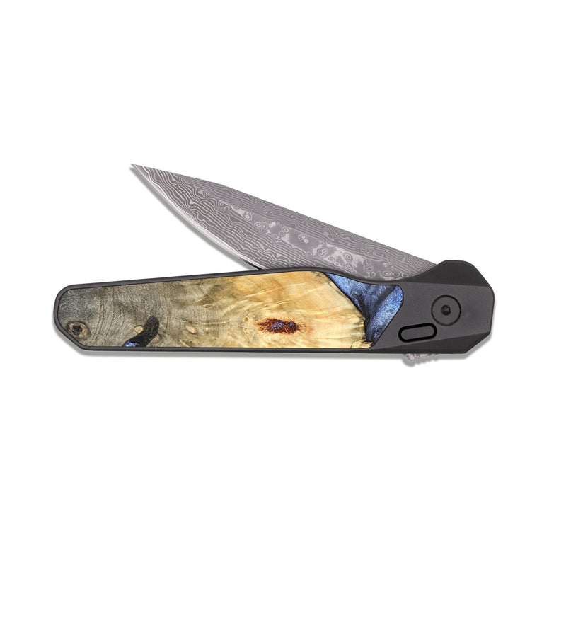 EDC Dark Damascus Wood Pocket Knife - Reta (Blue, 819832)