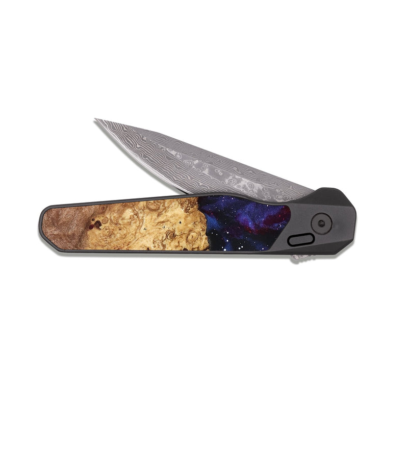 EDC Dark Damascus Wood Pocket Knife - Yuridia (Cosmos, 819866)