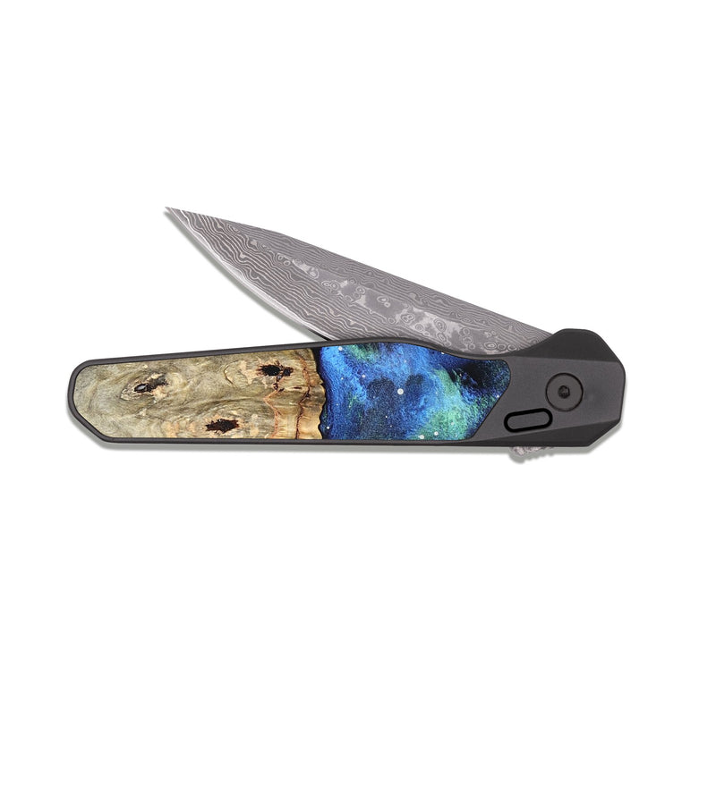 EDC Dark Damascus Wood Pocket Knife - Virgil (Cosmos, 819869)