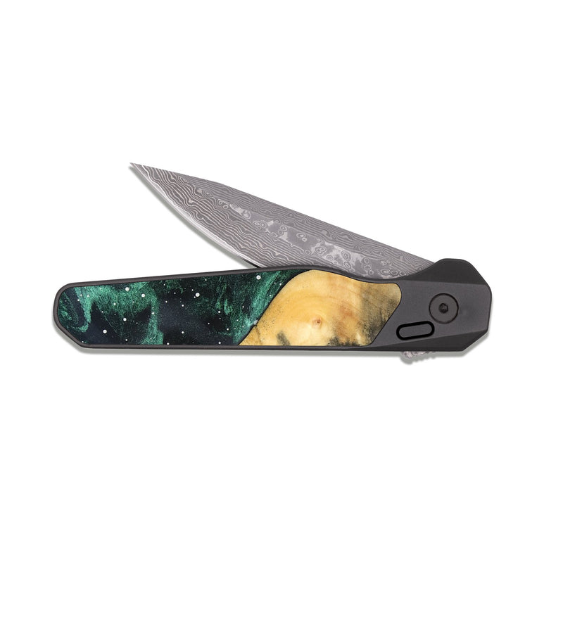 EDC Dark Damascus Wood Pocket Knife - Abigale (Cosmos, 819878)