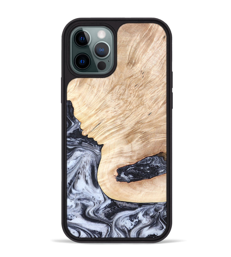 iPhone 12 Pro Max Wood Phone Case - Elton (Black & White, 819903)