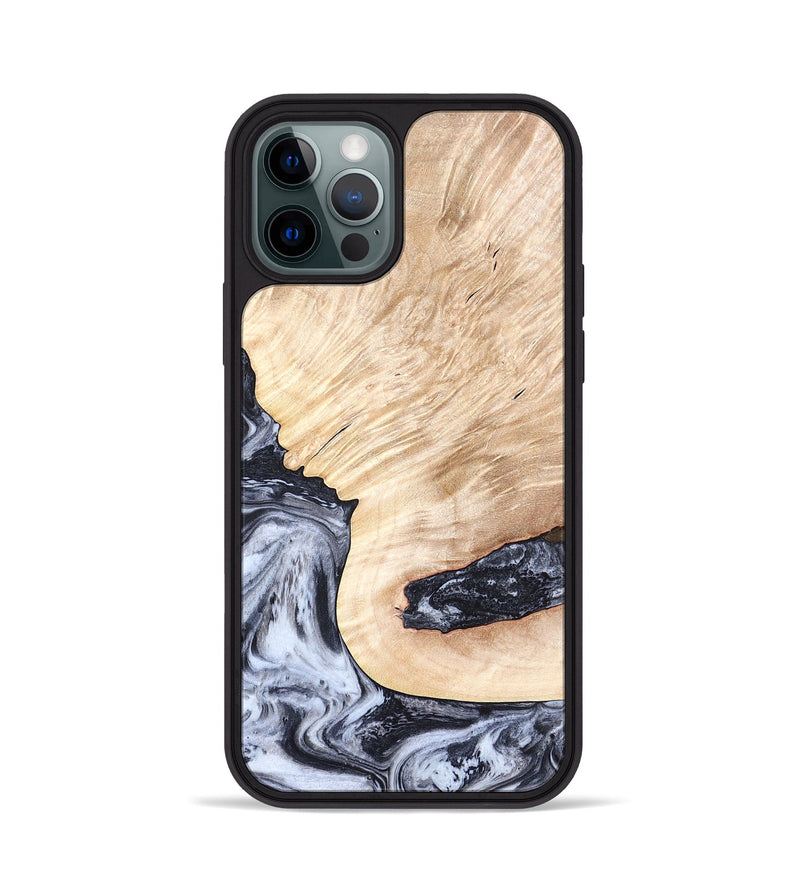 iPhone 12 Pro Wood Phone Case - Elton (Black & White, 819903)