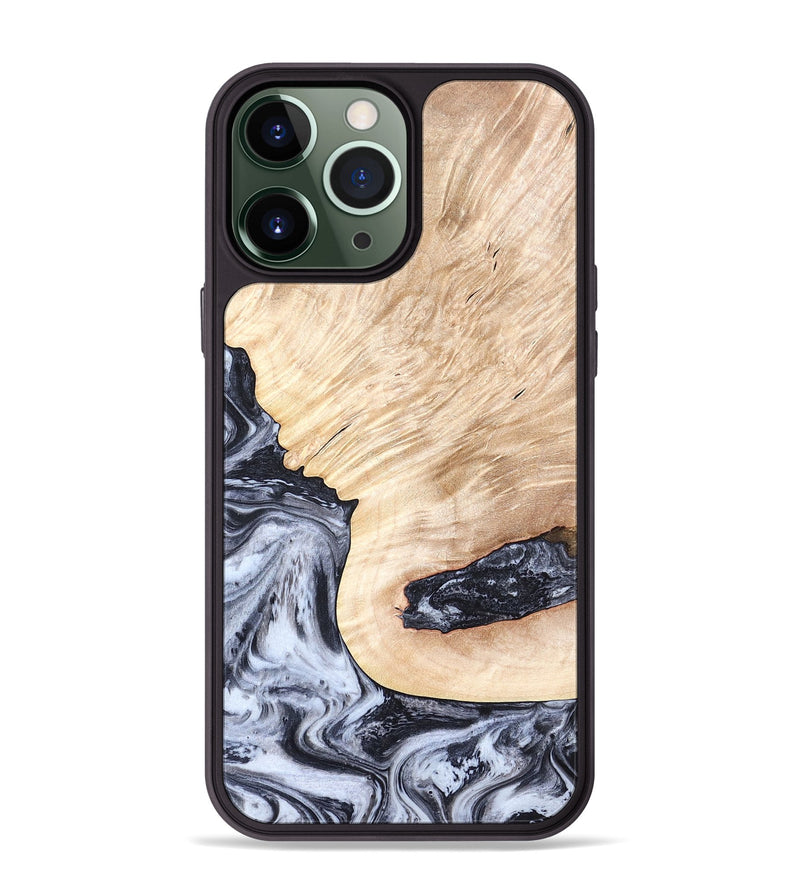 iPhone 13 Pro Max Wood Phone Case - Elton (Black & White, 819903)