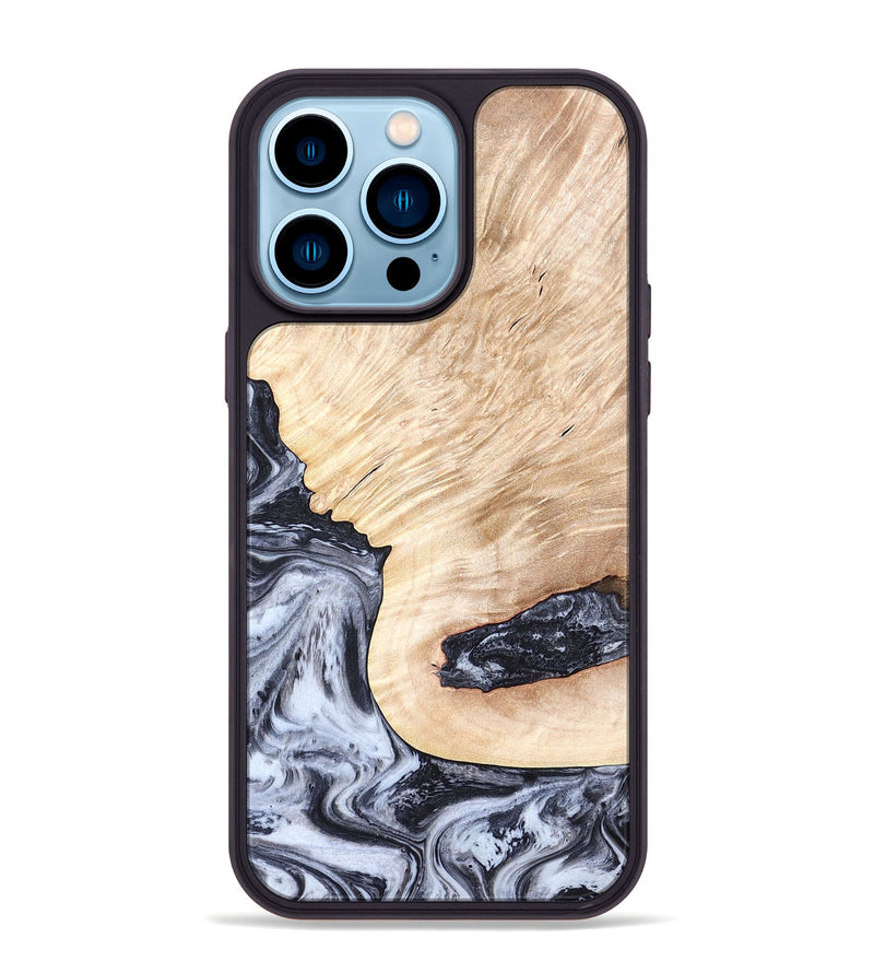 iPhone 14 Pro Max Wood Phone Case - Elton (Black & White, 819903)