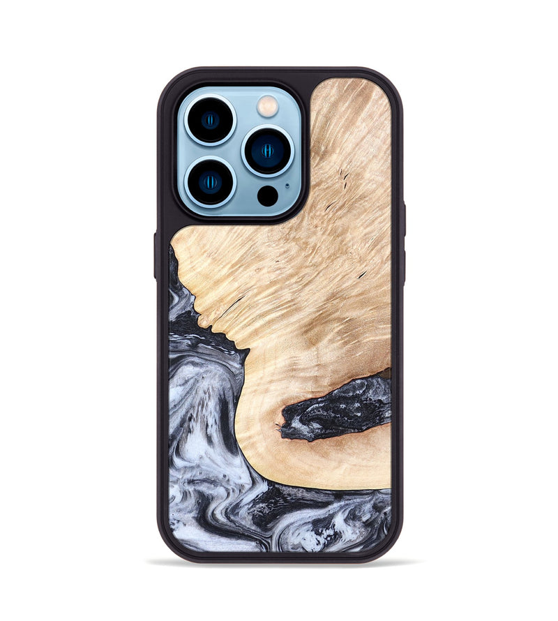 iPhone 14 Pro Wood Phone Case - Elton (Black & White, 819903)