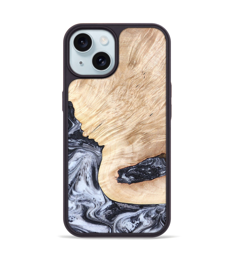 iPhone 15 Wood Phone Case - Elton (Black & White, 819903)