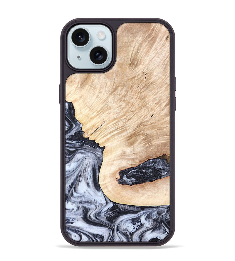 iPhone 15 Plus Wood Phone Case - Elton (Black & White, 819903)