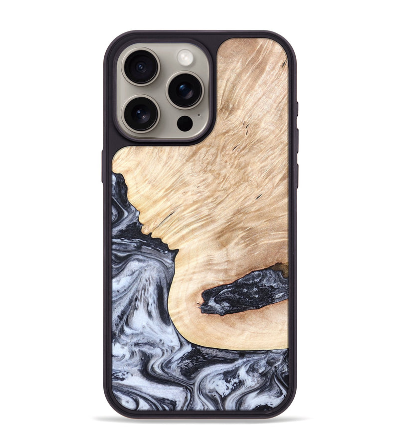 iPhone 15 Pro Max Wood Phone Case - Elton (Black & White, 819903)