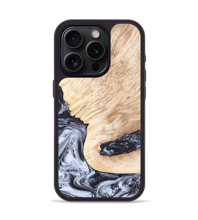 iPhone 15 Pro Wood Phone Case - Elton (Black & White, 819903)