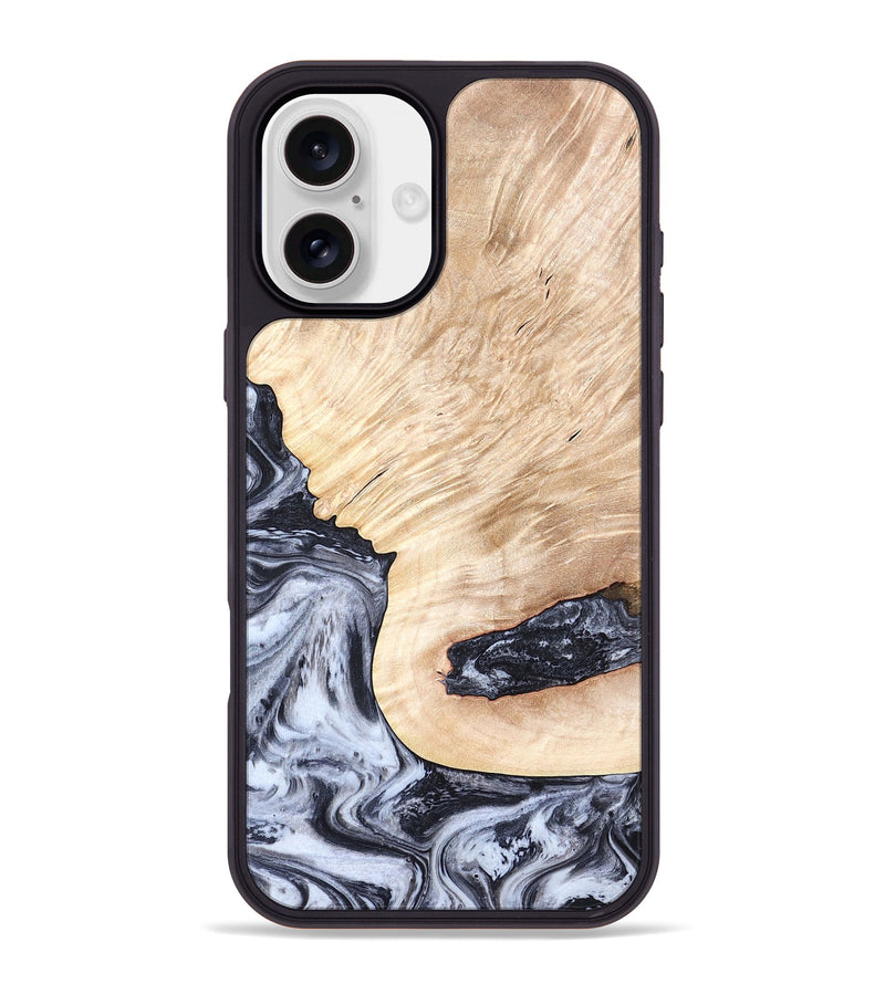iPhone 16 Plus Wood Phone Case - Elton (Black & White, 819903)