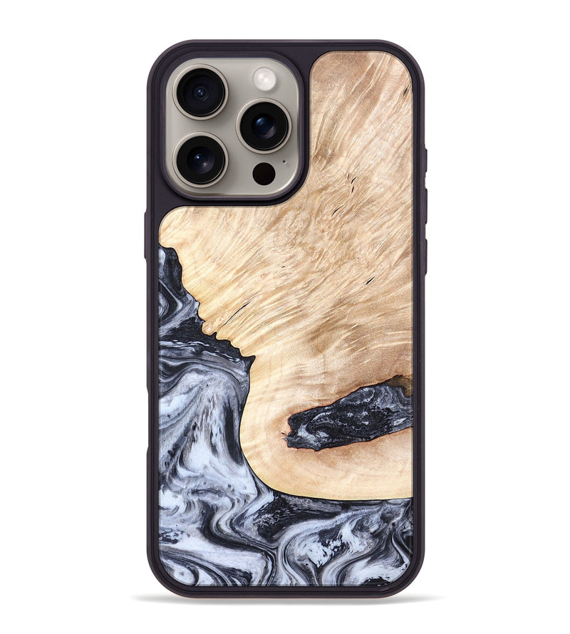iPhone 16 Pro Max Wood Phone Case - Elton (Black & White, 819903)