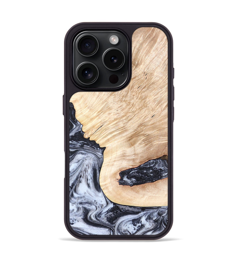 iPhone 16 Pro Wood Phone Case - Elton (Black & White, 819903)