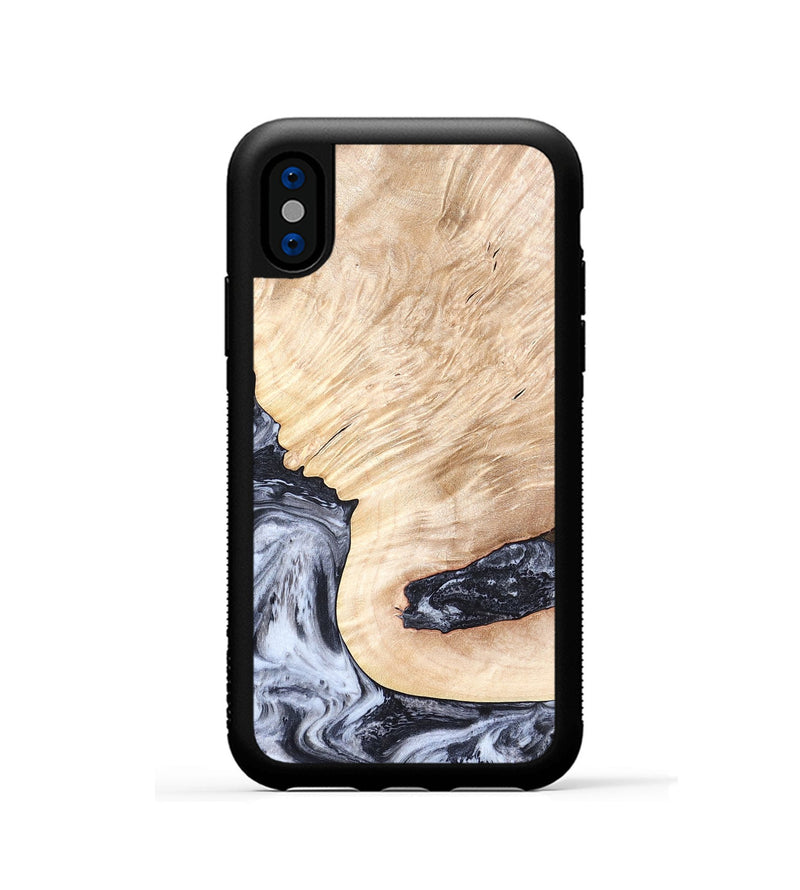iPhone Xs Wood Phone Case - Elton (Black & White, 819903)