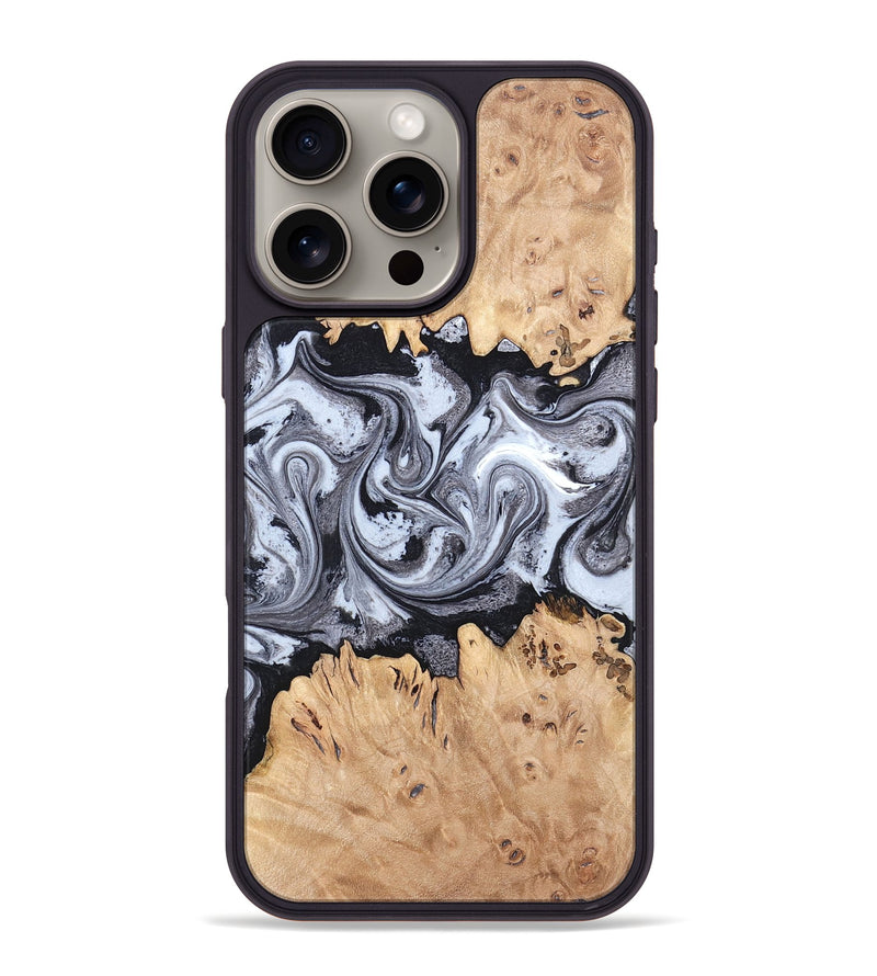 iPhone 16 Pro Max Wood Phone Case - Anabel (Black & White, 819904)