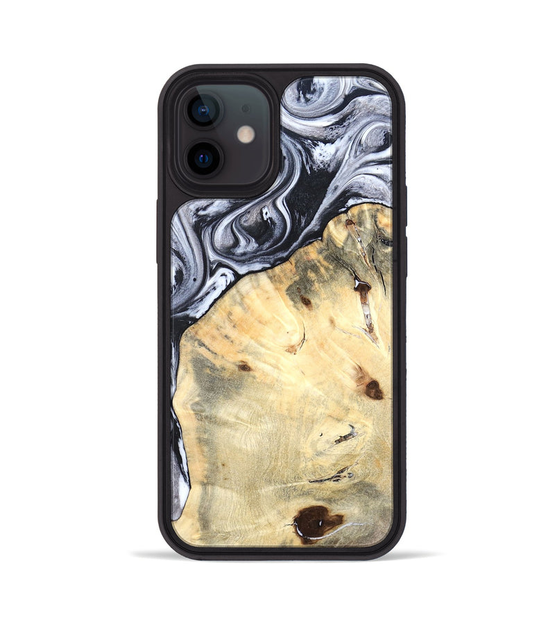 iPhone 12 Wood Phone Case - Amirah (Black & White, 819906)