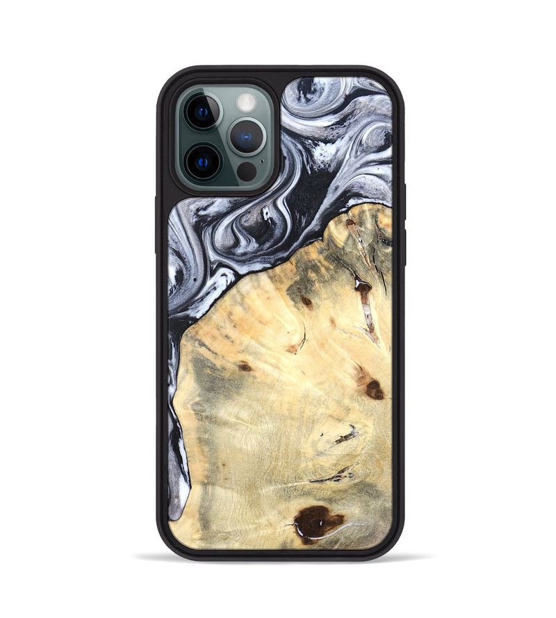 iPhone 12 Pro Wood Phone Case - Amirah (Black & White, 819906)