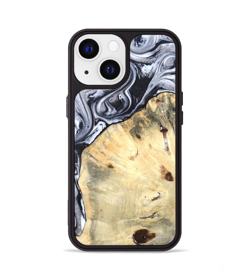 iPhone 13 Wood Phone Case - Amirah (Black & White, 819906)