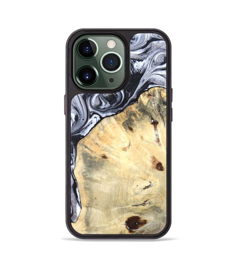iPhone 13 Pro Wood Phone Case - Amirah (Black & White, 819906)