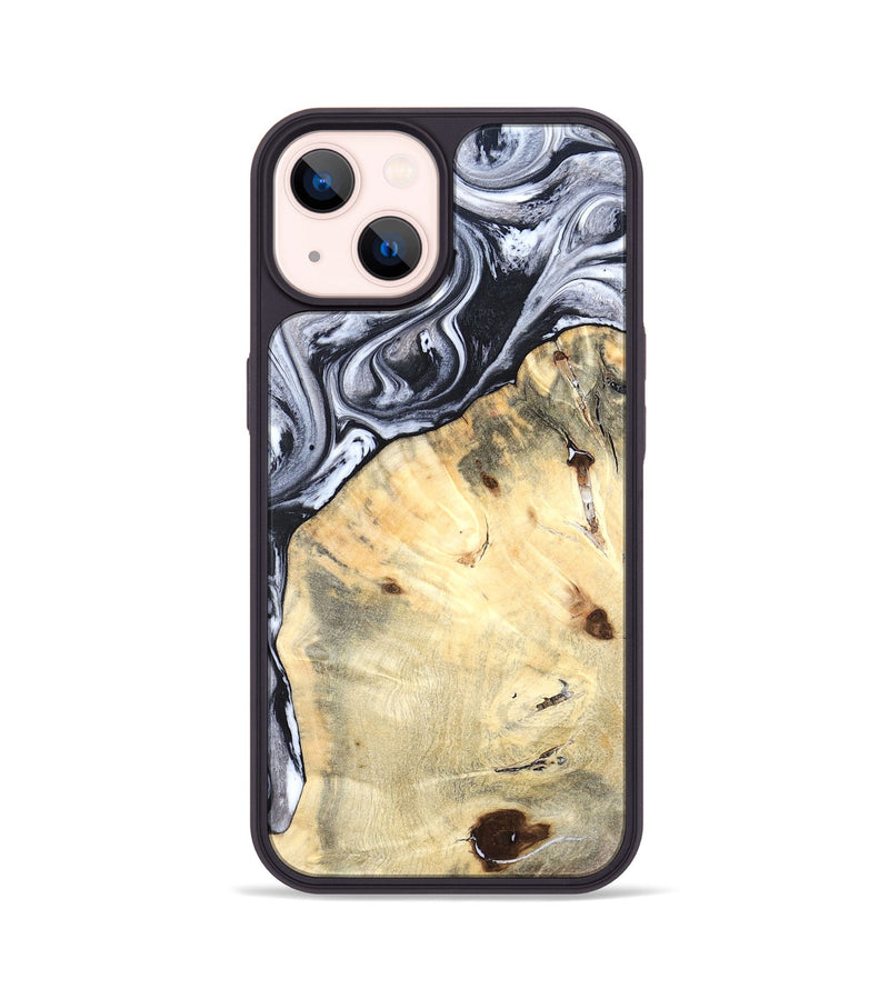 iPhone 14 Wood Phone Case - Amirah (Black & White, 819906)