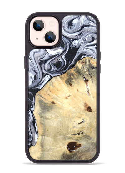 iPhone 14 Plus Wood Phone Case - Amirah (Black & White, 819906)