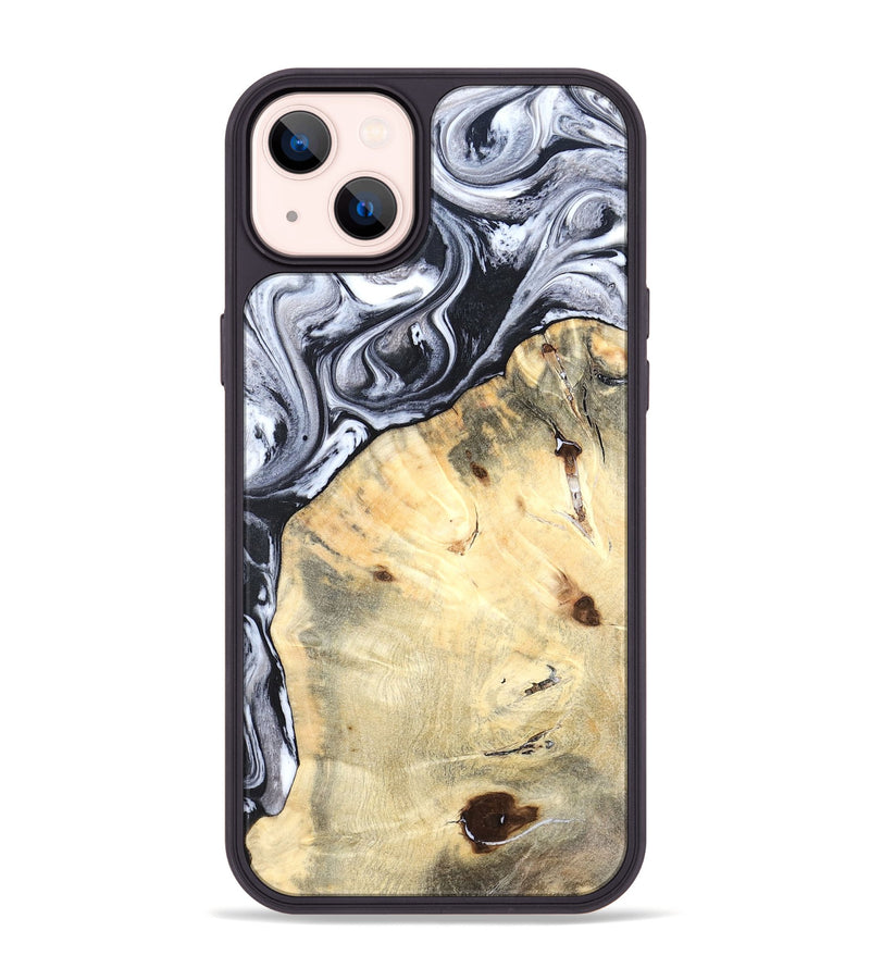 iPhone 14 Plus Wood Phone Case - Amirah (Black & White, 819906)