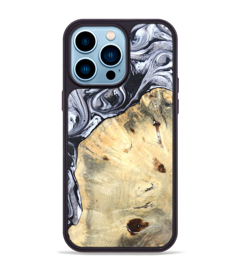 iPhone 14 Pro Max Wood Phone Case - Amirah (Black & White, 819906)