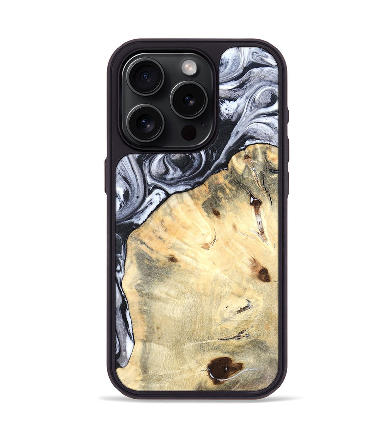 iPhone 15 Pro Wood Phone Case - Amirah (Black & White, 819906)