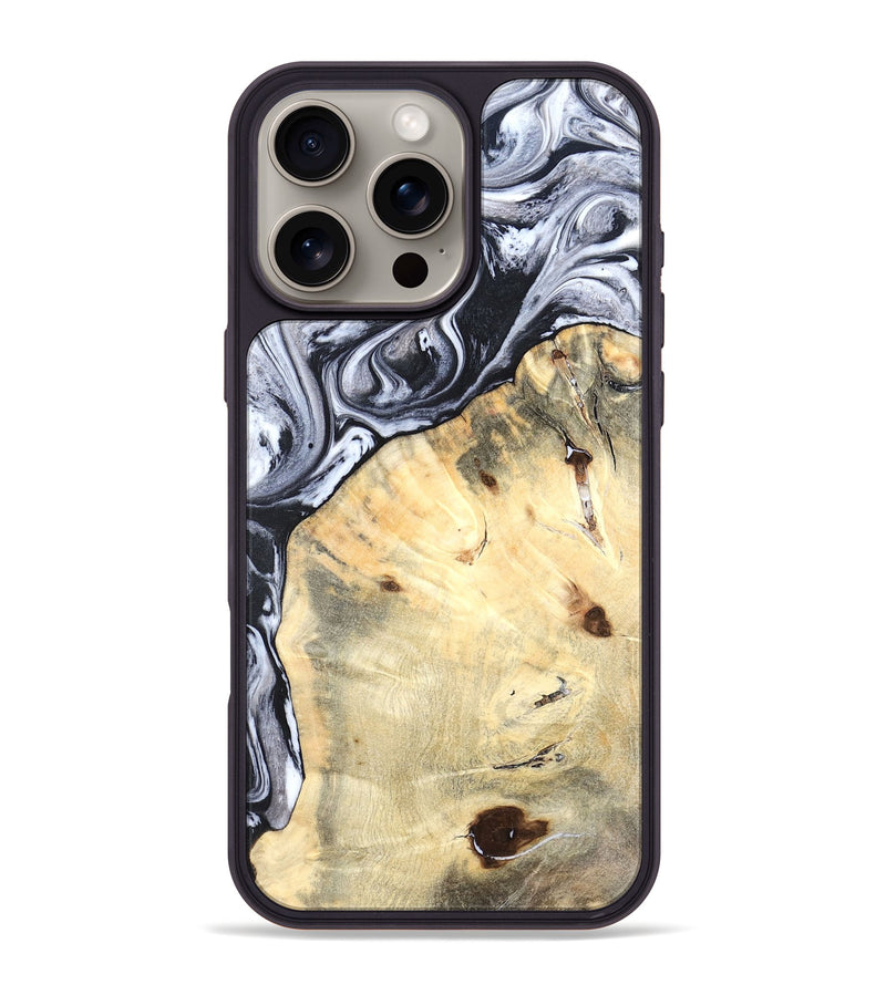 iPhone 16 Pro Max Wood Phone Case - Amirah (Black & White, 819906)