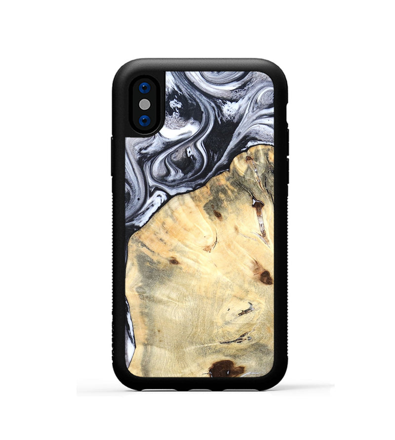 iPhone Xs Wood Phone Case - Amirah (Black & White, 819906)