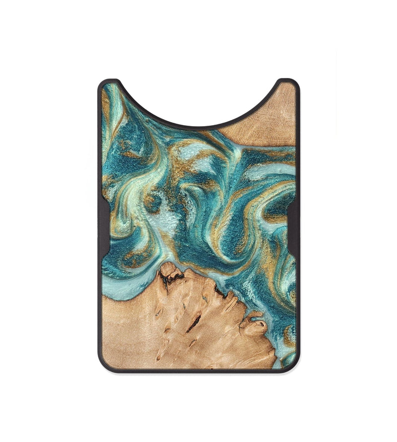 Alloy Wood Wallet - Amiah (Teal & Gold, 819908)