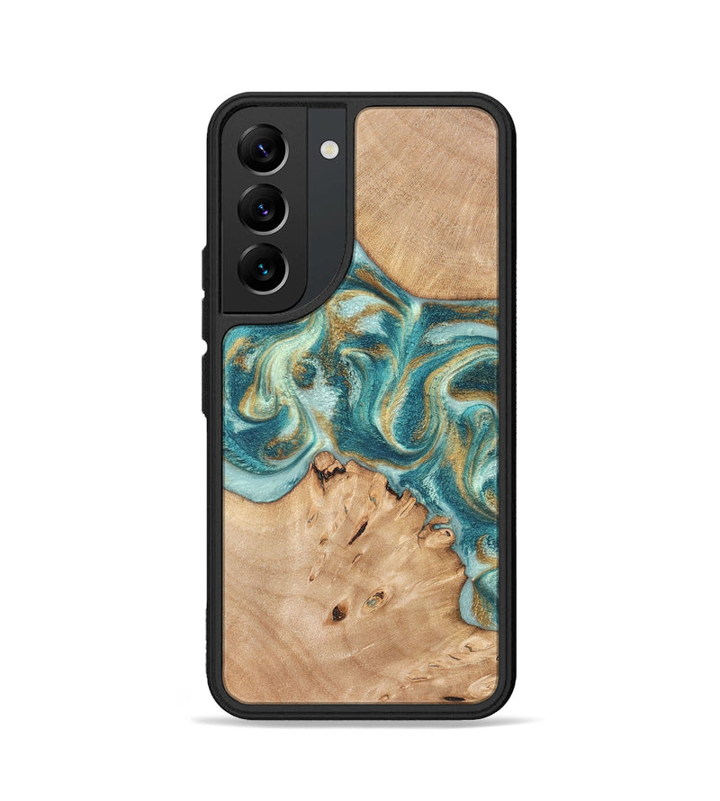 Galaxy S22 Wood Phone Case - Amiah (Teal & Gold, 819908)