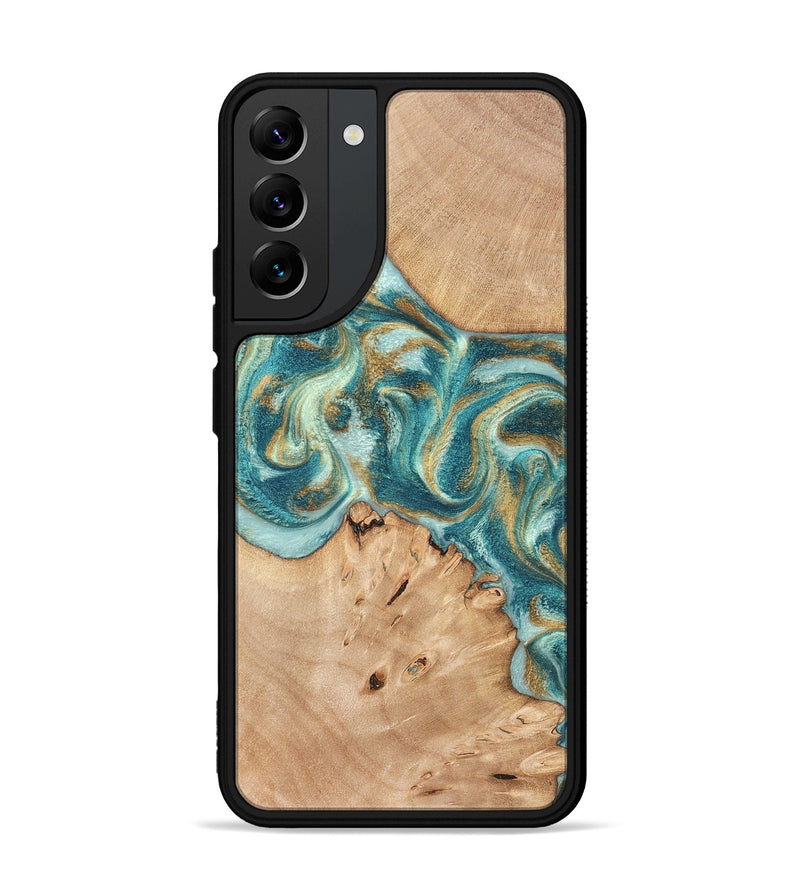 Galaxy S22 Plus Wood Phone Case - Amiah (Teal & Gold, 819908)