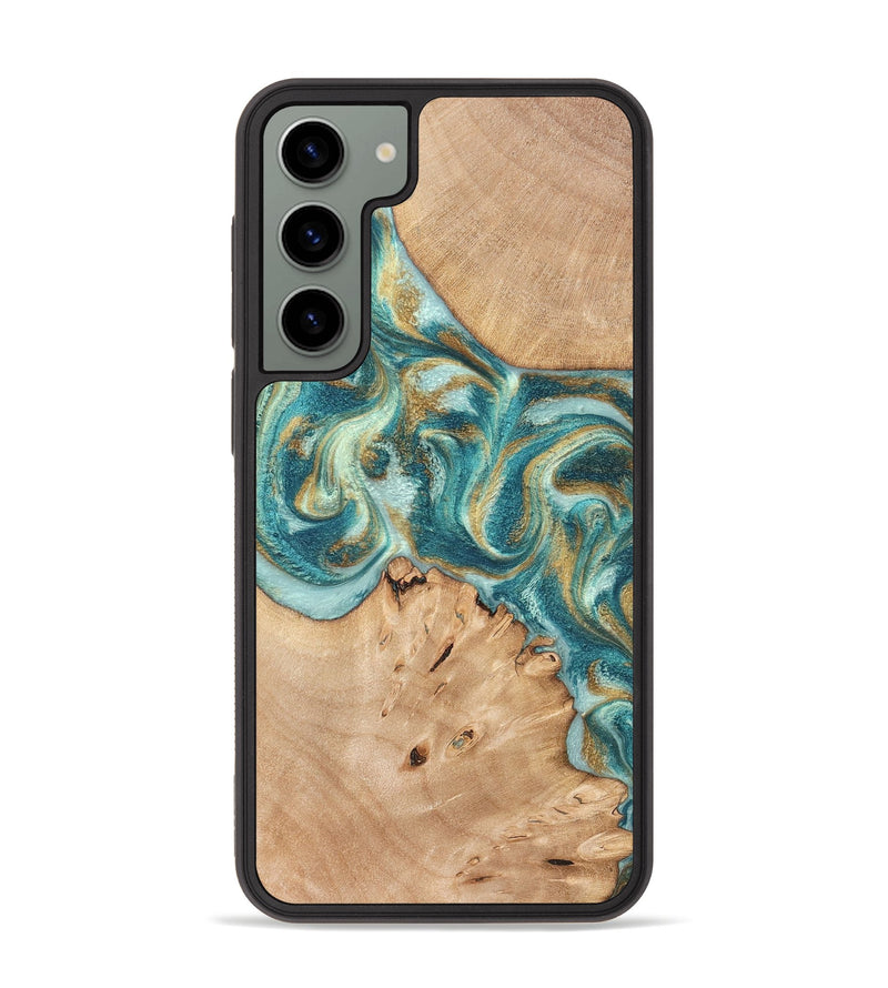Galaxy S23 Plus Wood Phone Case - Amiah (Teal & Gold, 819908)