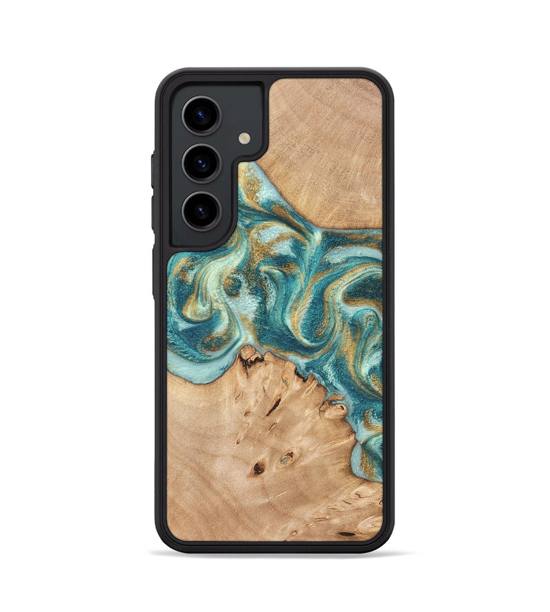 Galaxy S24 Wood Phone Case - Amiah (Teal & Gold, 819908)