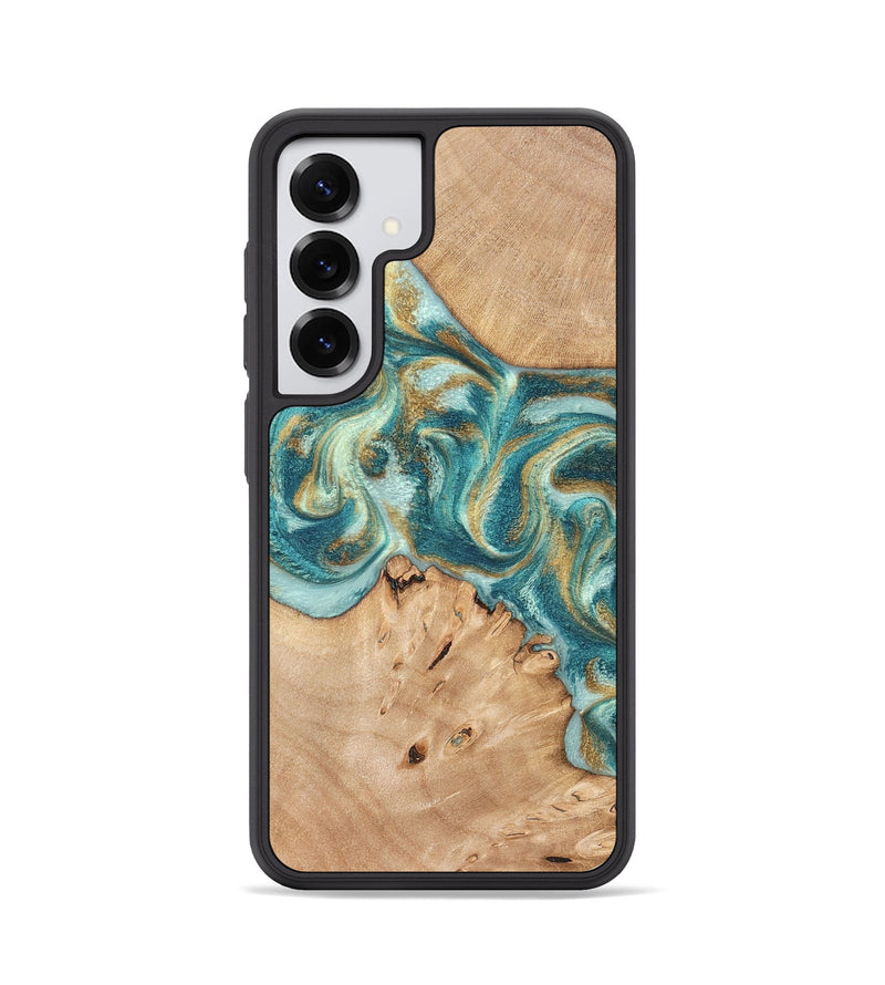 Galaxy S25 Wood Phone Case - Amiah (Teal & Gold, 819908)