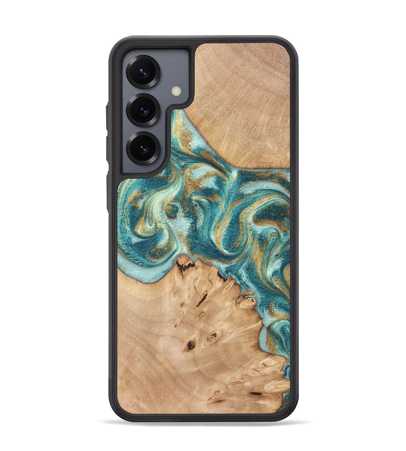Galaxy S25 Plus Wood Phone Case - Amiah (Teal & Gold, 819908)
