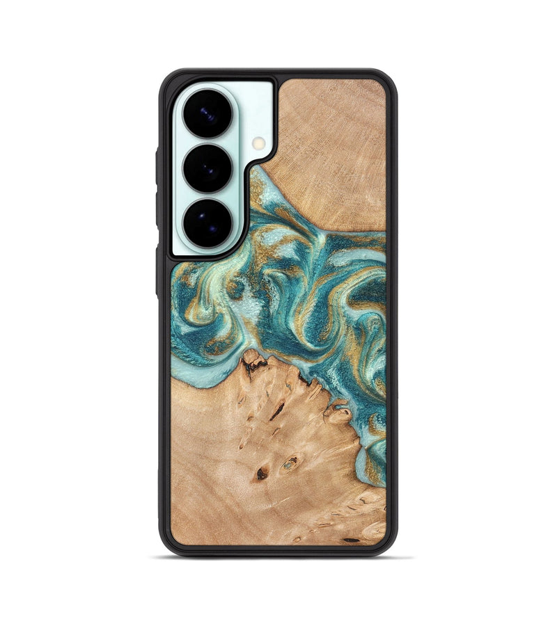 Galaxy S26 Wood Phone Case - Amiah (Teal & Gold, 819908)