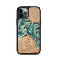 iPhone 12 Pro Wood Phone Case - Amiah (Teal & Gold, 819908)