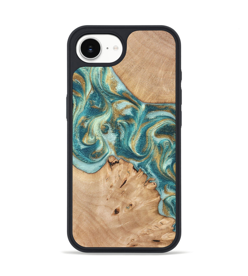 iPhone 17e Wood Phone Case - Amiah (Teal & Gold, 819908)