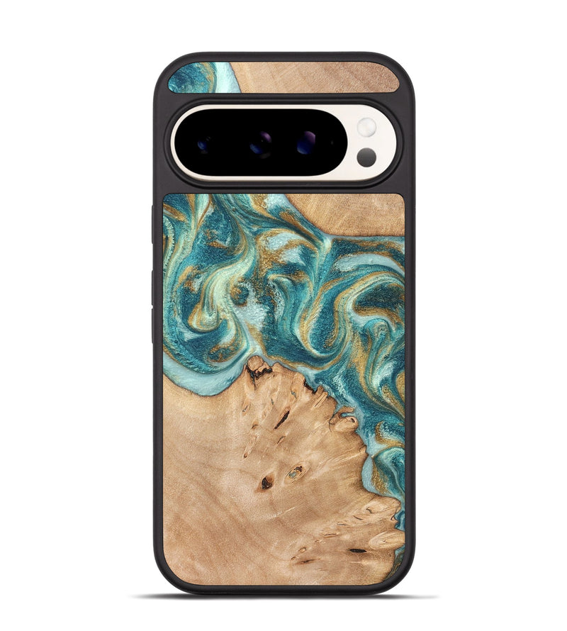 Pixel 9 Wood Phone Case - Amiah (Teal & Gold, 819908)