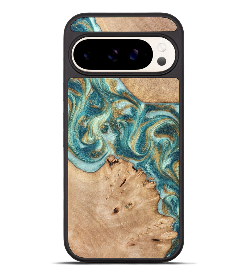 Pixel 9 Pro XL Wood Phone Case - Amiah (Teal & Gold, 819908)