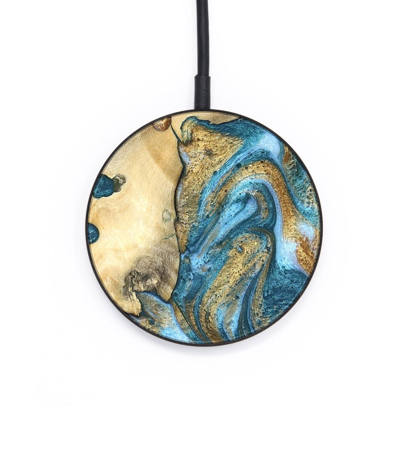 Circle Wood Wireless Charger - Tamiko (Teal & Gold, 819924)
