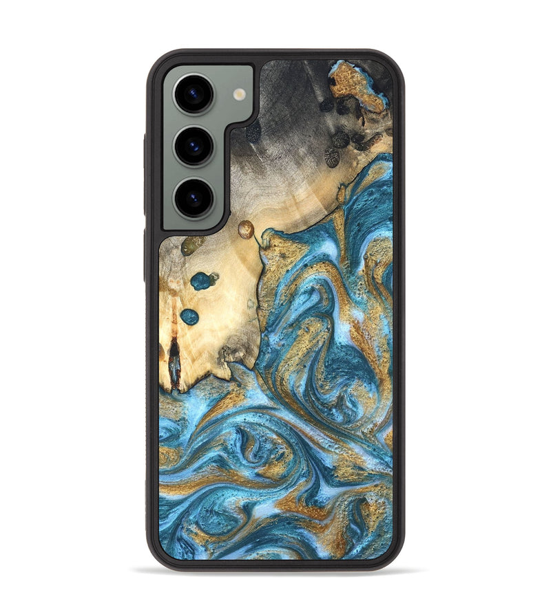 Galaxy S23 Plus Wood Phone Case - Tamiko (Teal & Gold, 819924)